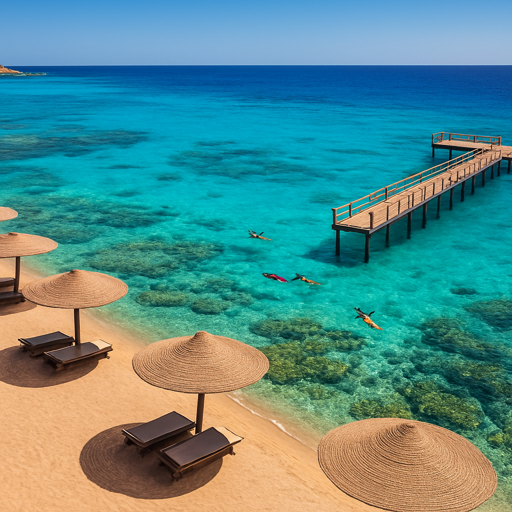 Private Red Sea beach with clear turquoise water